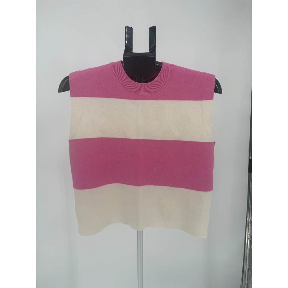 Strut & Bolt Sweater Vest Womens Small Pink Cream Striped Excellent Boxy Fit